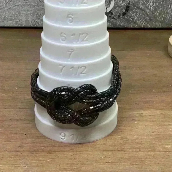 Bracelet Black Metal Mesh with Twists Vintage - Picture 4 of 4